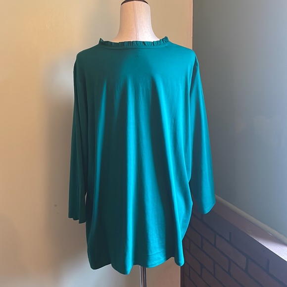 2X Lands End Ruffle V Neck Shirt EE43 6050 - Picture 3 of 6